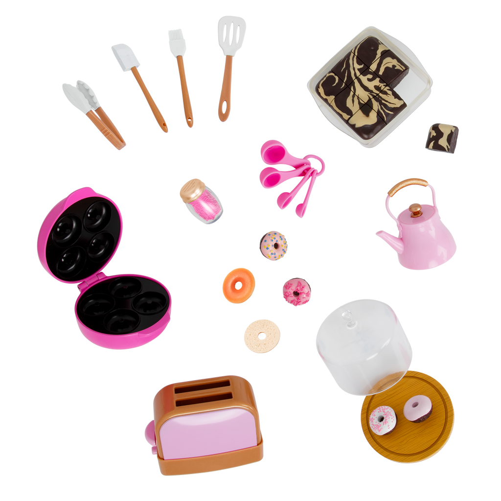 18-inch doll with baking playset