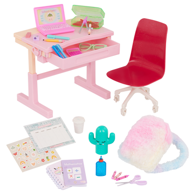 Our Generation Doll Pink Desk & Accessories Set