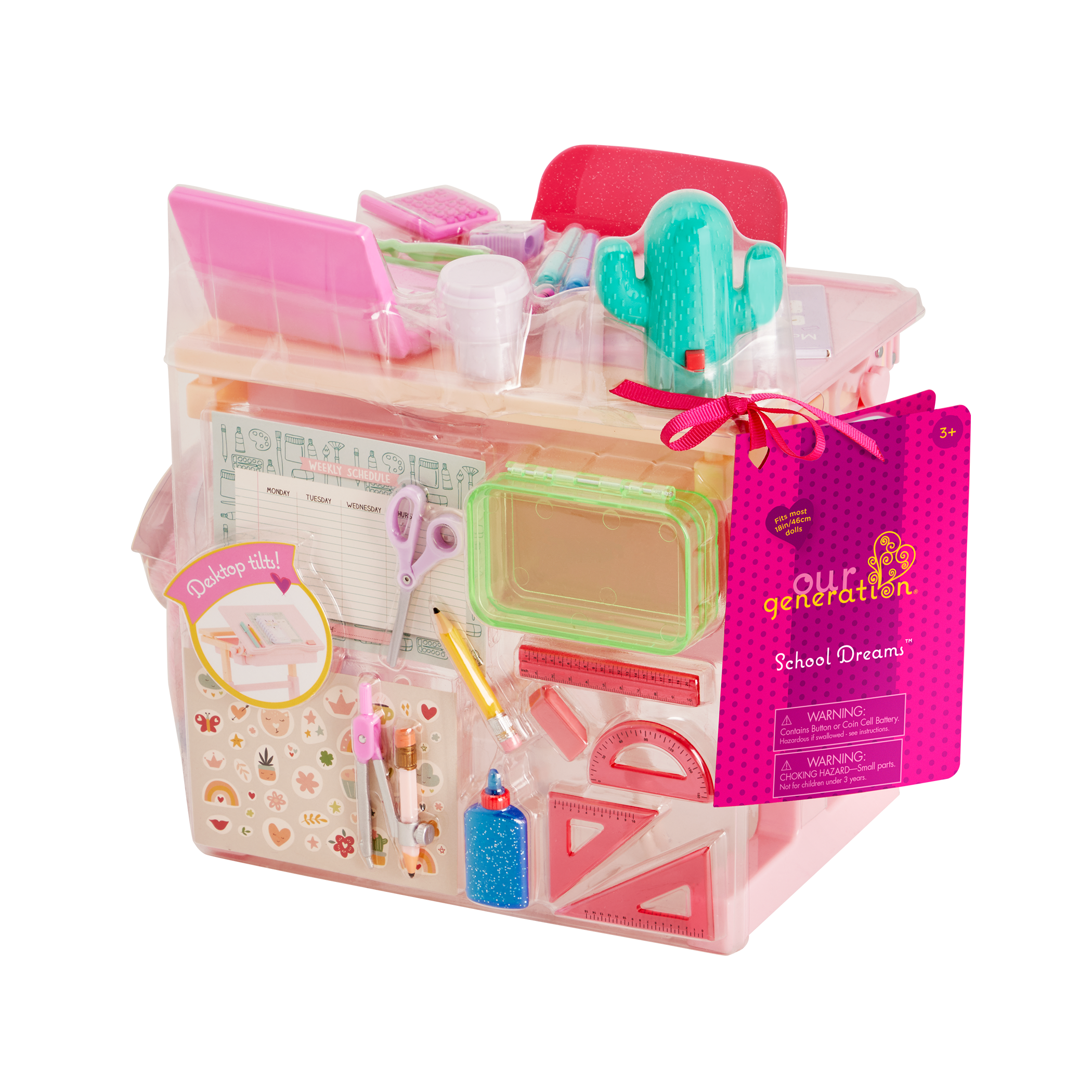 Our Generation Doll Pink Desk & Accessories Set