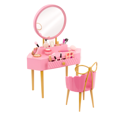 Our Generation Fabulous Fun Vanity Set for 18-inch Dolls including vanity table and chair, makeup and skin care