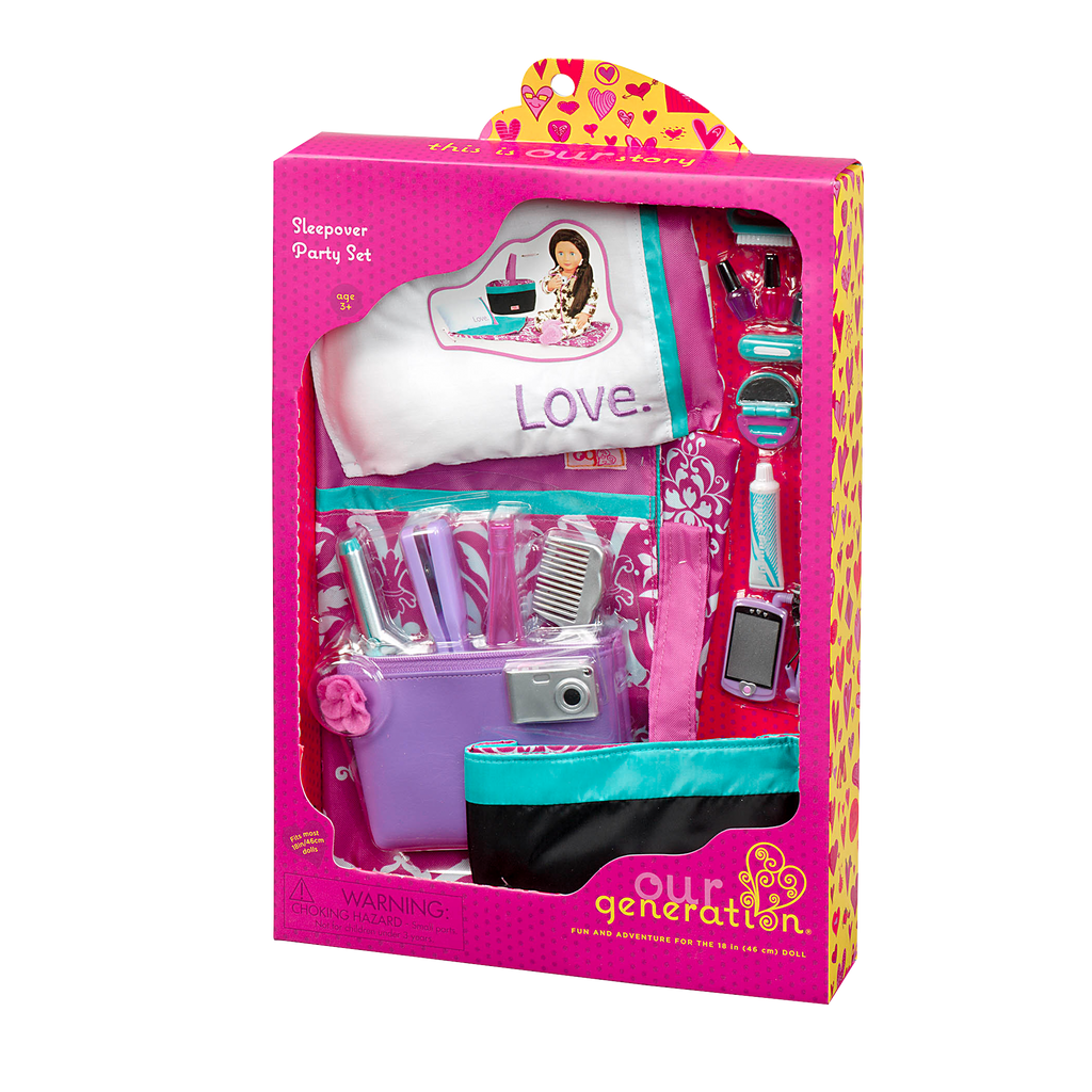 Package of Sleepover Party Set playset for 18-inch dolls