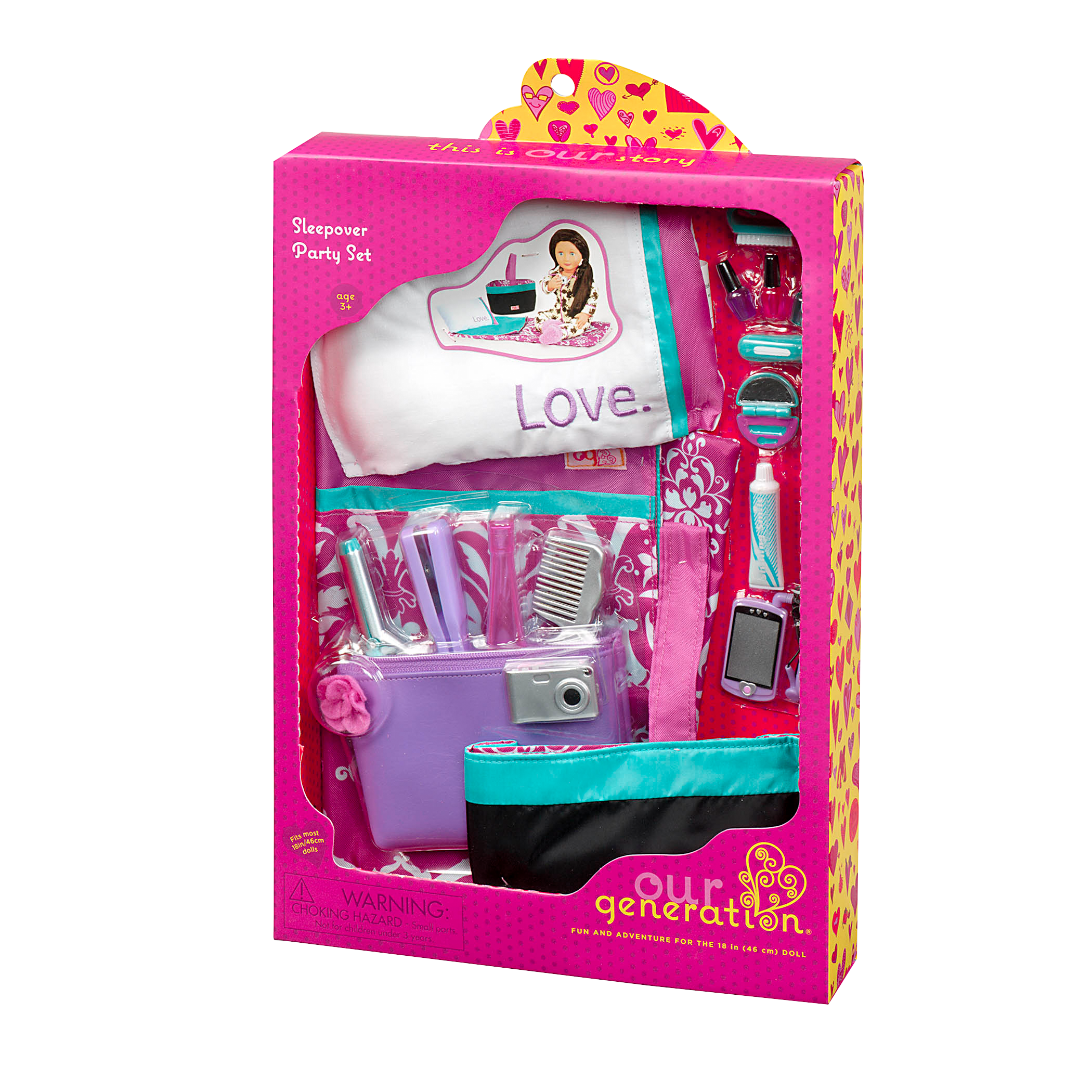 Package of Sleepover Party Set playset for 18-inch dolls
