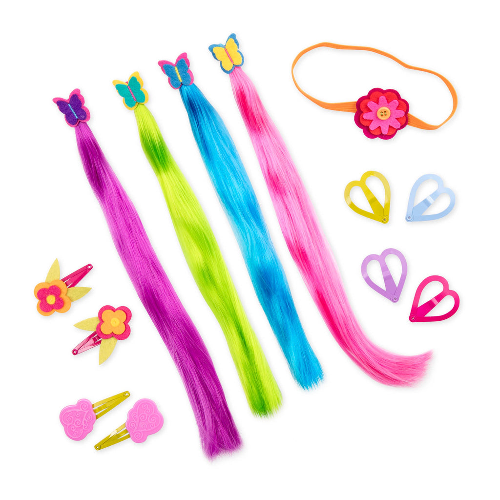Our Generation Attached at the Clip attachable colorful hair accessories for 18 inch dolls