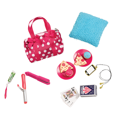 Two 18-inch dolls using sleepover playset