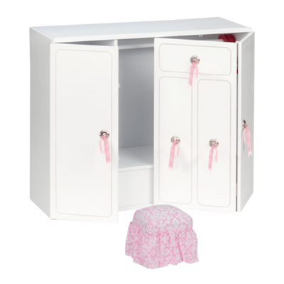 Wooden Wardrobe Closet for 18-inch Dolls