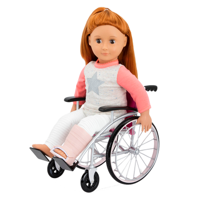 18-inch doll using medical playset and wheelchair