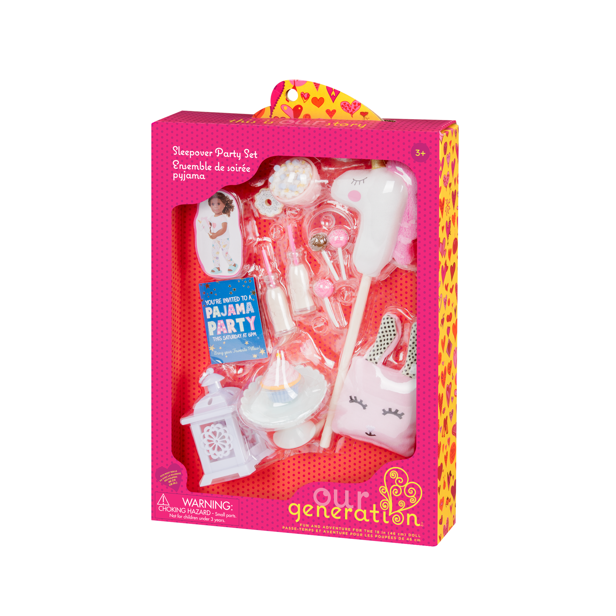Two 18-inch dolls with slumber party playset