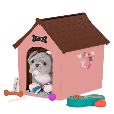 Pitbull plushie using dog house playset