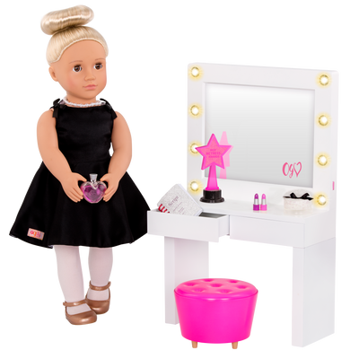 18-inch doll with dressing room playset