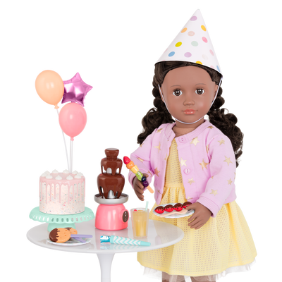 18-inch doll with birthday party playset