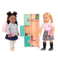 Two 18-inch dolls with school supply playset