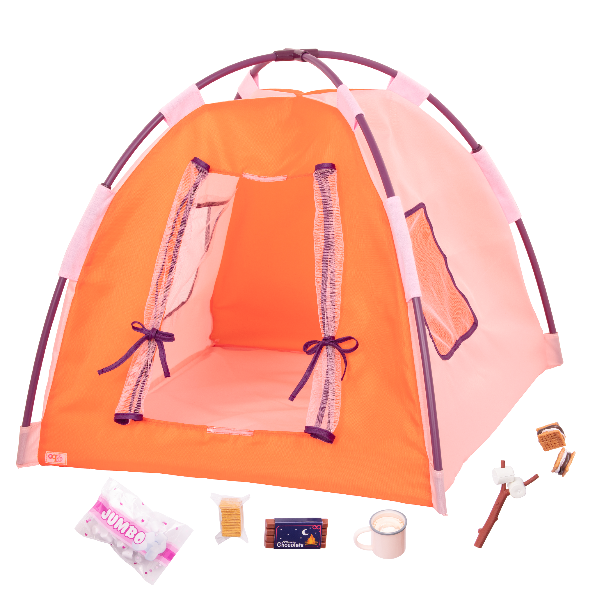 18-inch doll using camping playset