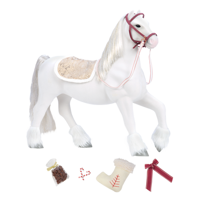 Clydesdale horse figurine with accessories