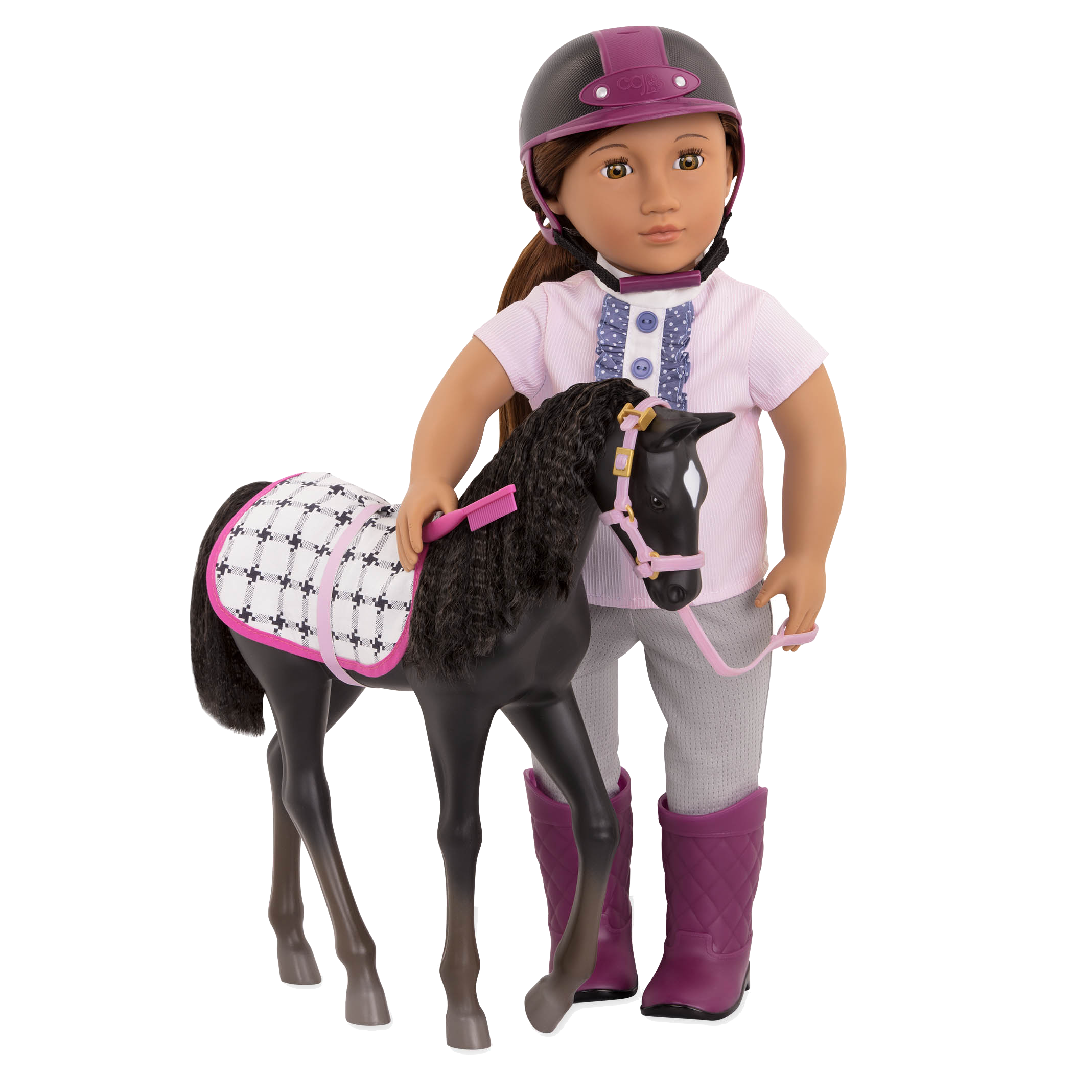 18-inch doll with black velvet foal figurine