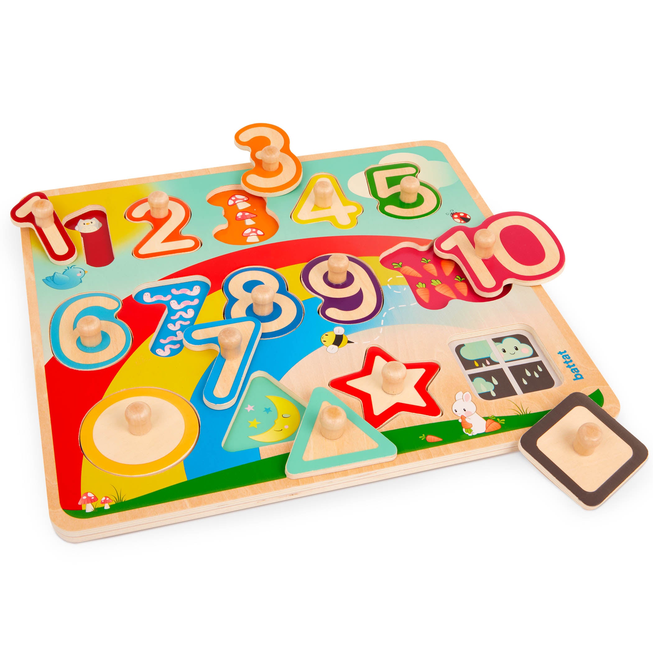 Battat - Puzzle Peg 1 2 3 Puzzle Rainbow Garden