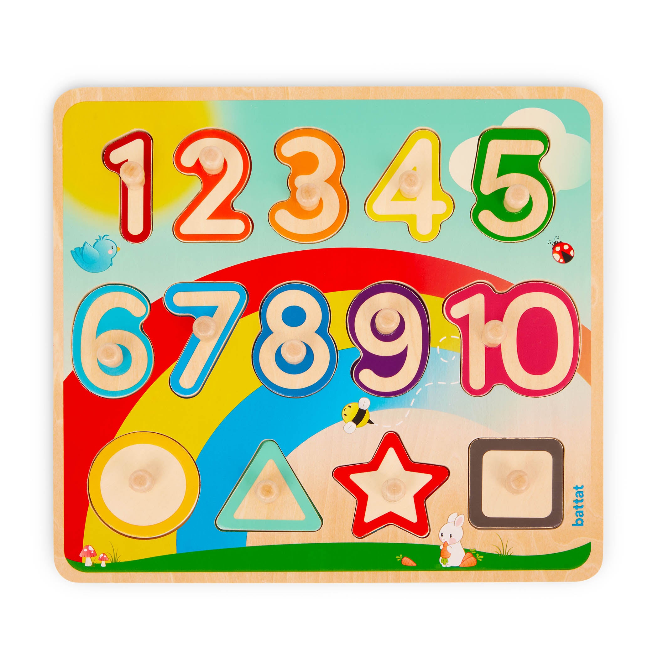 Battat - Puzzle Peg 1 2 3 Puzzle Rainbow Garden