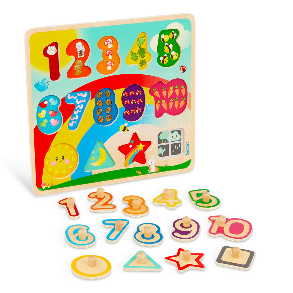 Battat - Puzzle Peg 1 2 3 Puzzle Rainbow Garden