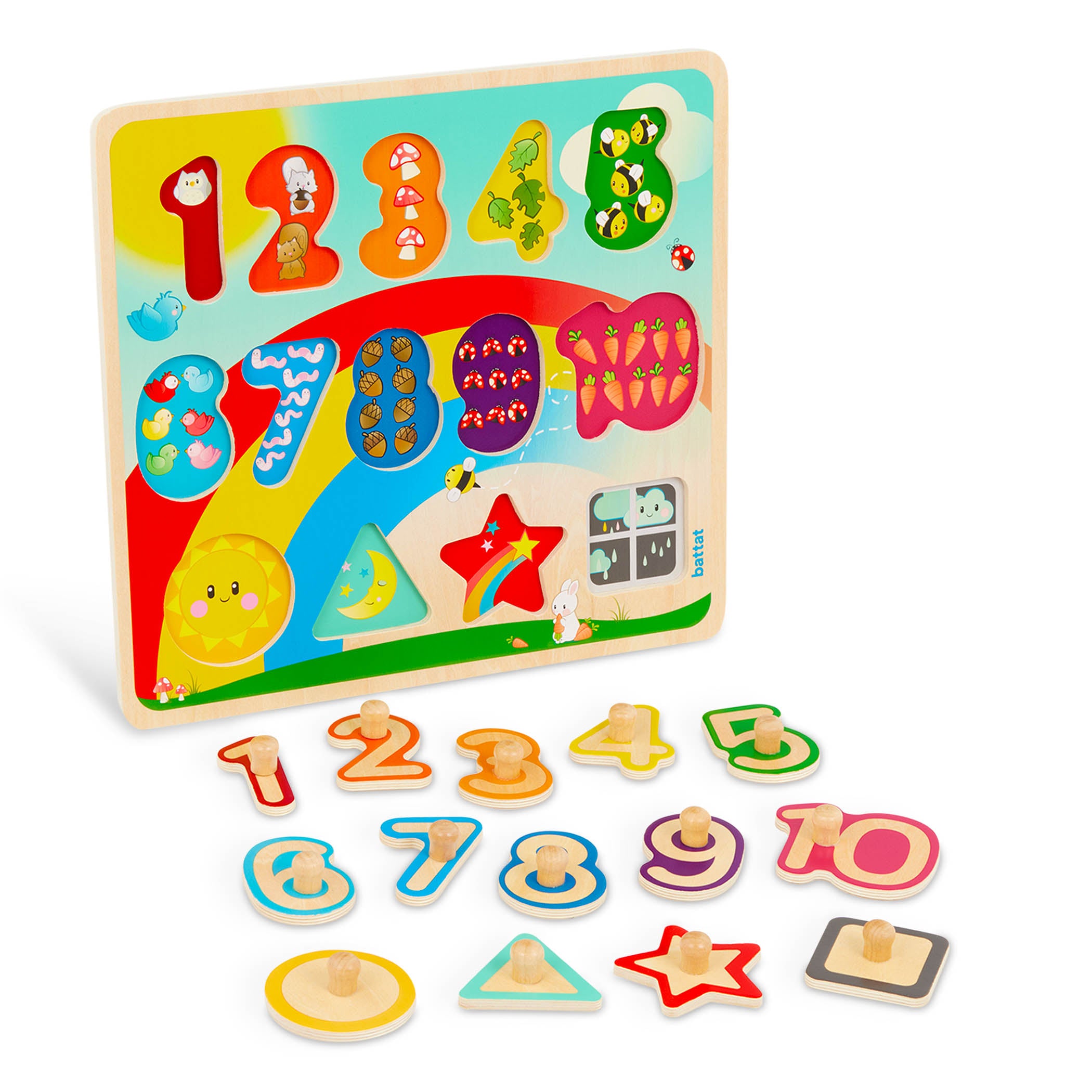 Battat - Puzzle Peg 1 2 3 Puzzle Rainbow Garden
