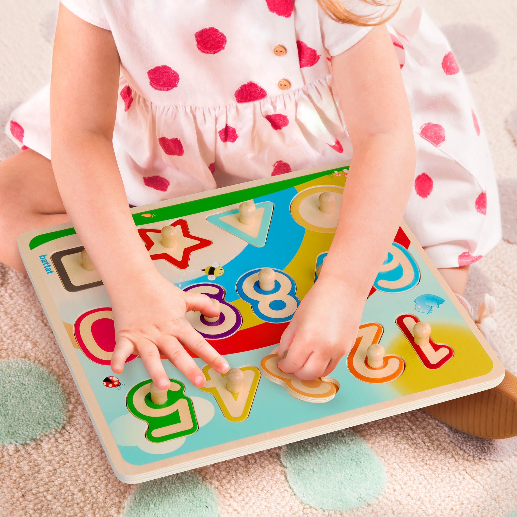 Battat - Puzzle Peg 1 2 3 Puzzle Rainbow Garden