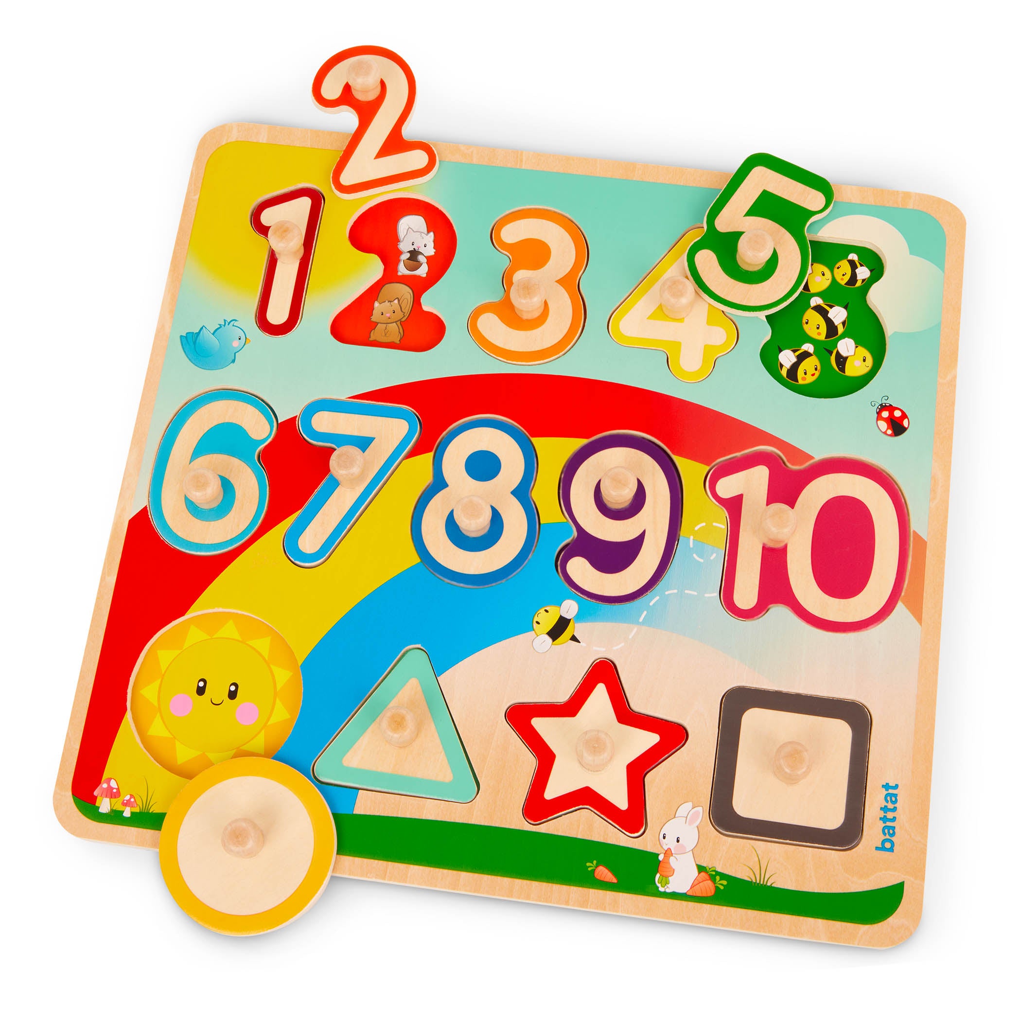 Battat - Puzzle Peg 1 2 3 Puzzle Rainbow Garden