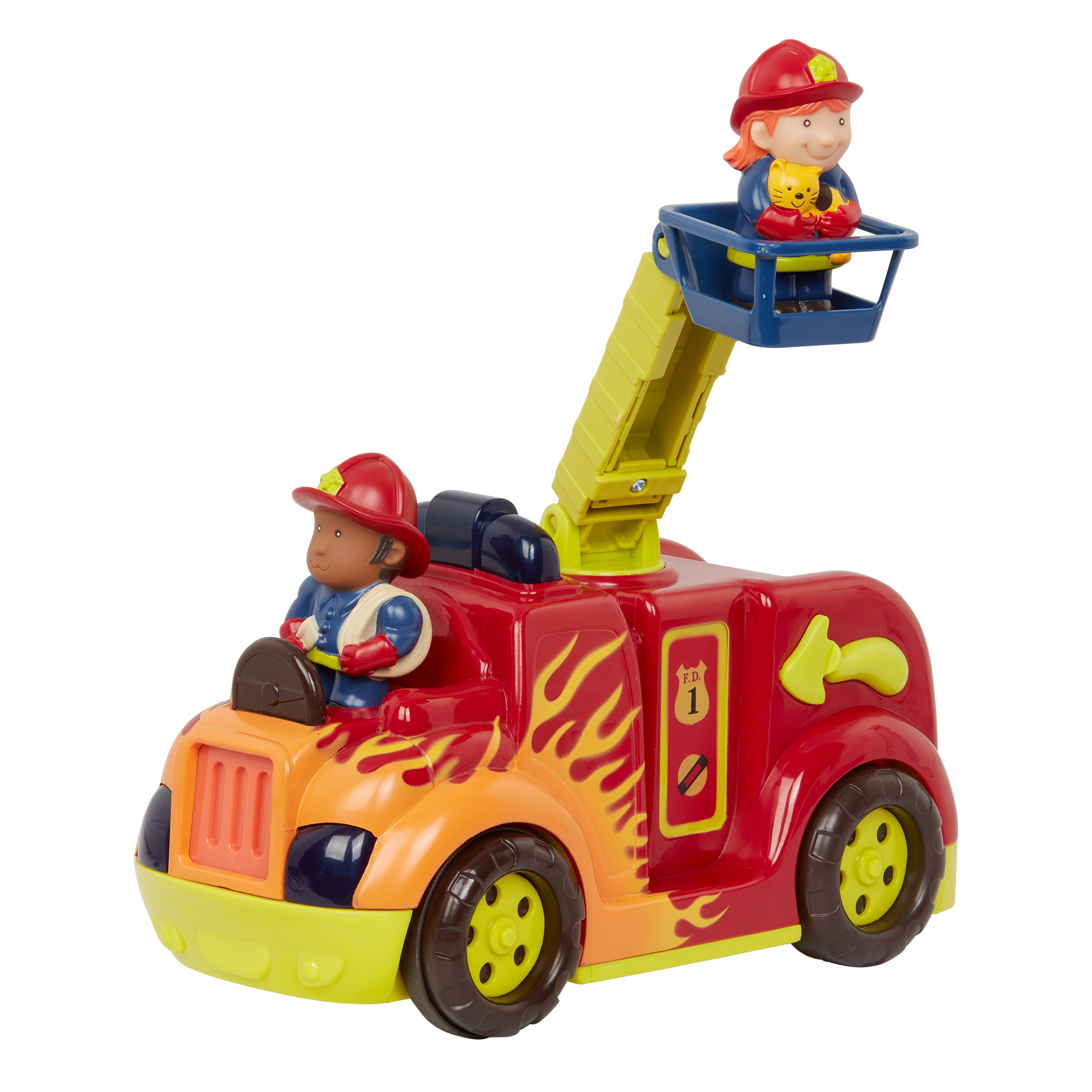 Toy fire truck with firefighters
