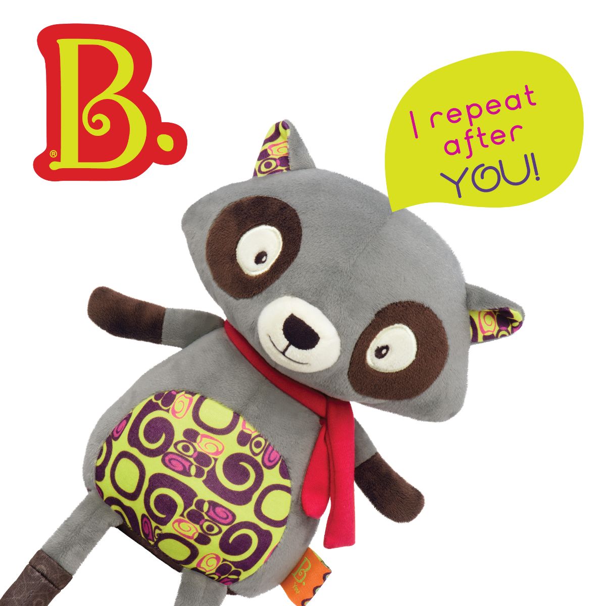 Interactive plush raccoon.