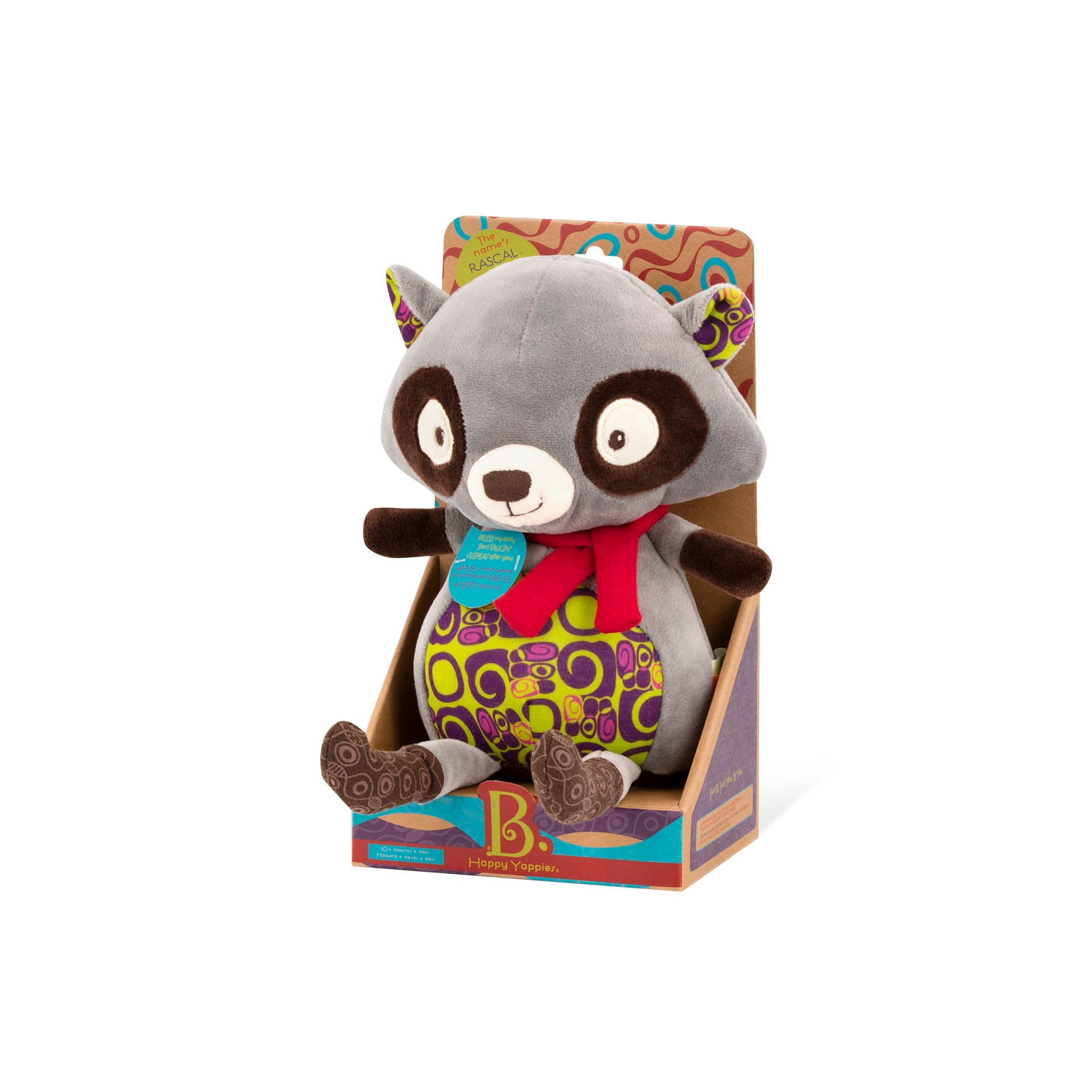 Interactive plush raccoon.