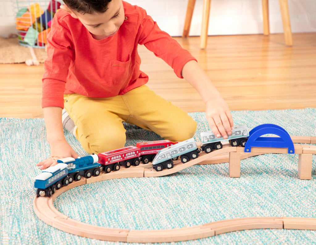 Wooden trains.