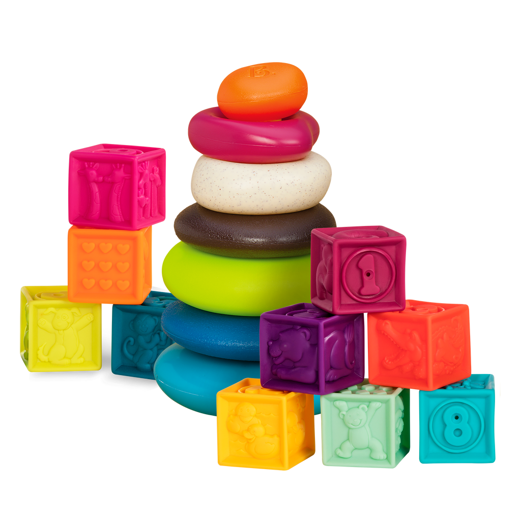 Building blocks and stacking rings.