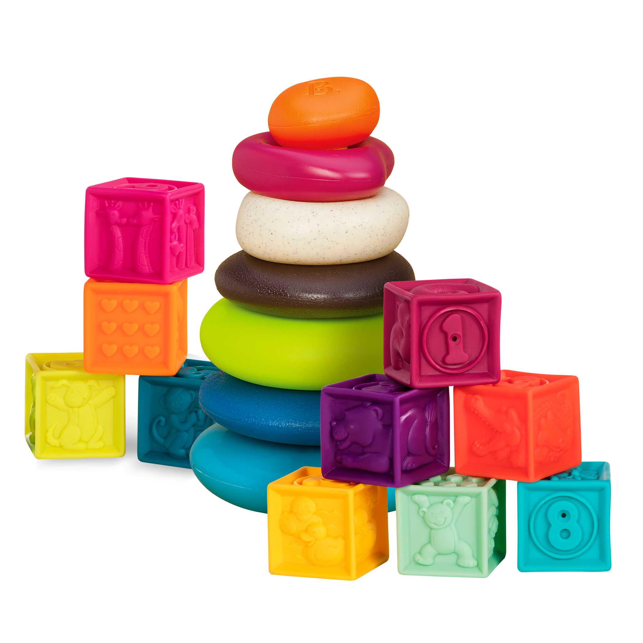 Building blocks and stacking rings.
