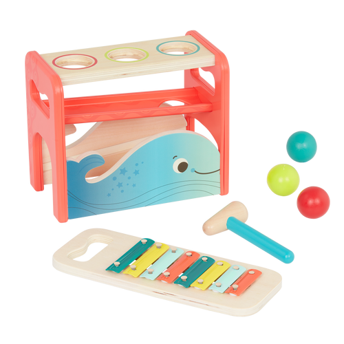 Pounding toy and xylophone.