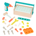 Toy tool box with tools.