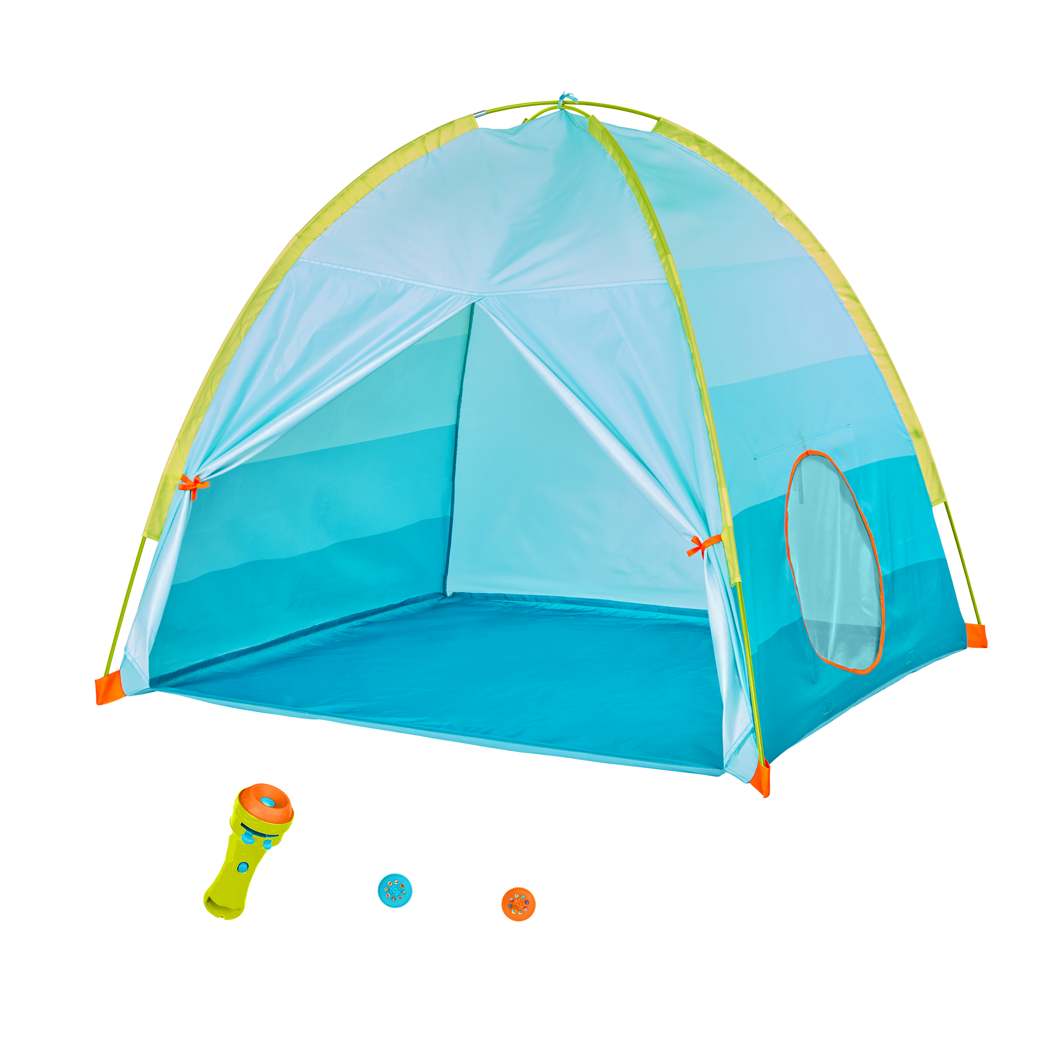 Outdoor tent with flashlight projector for kids