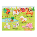 Peg puzzle with farm animals.