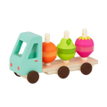 Toy truck with stackable fruits.