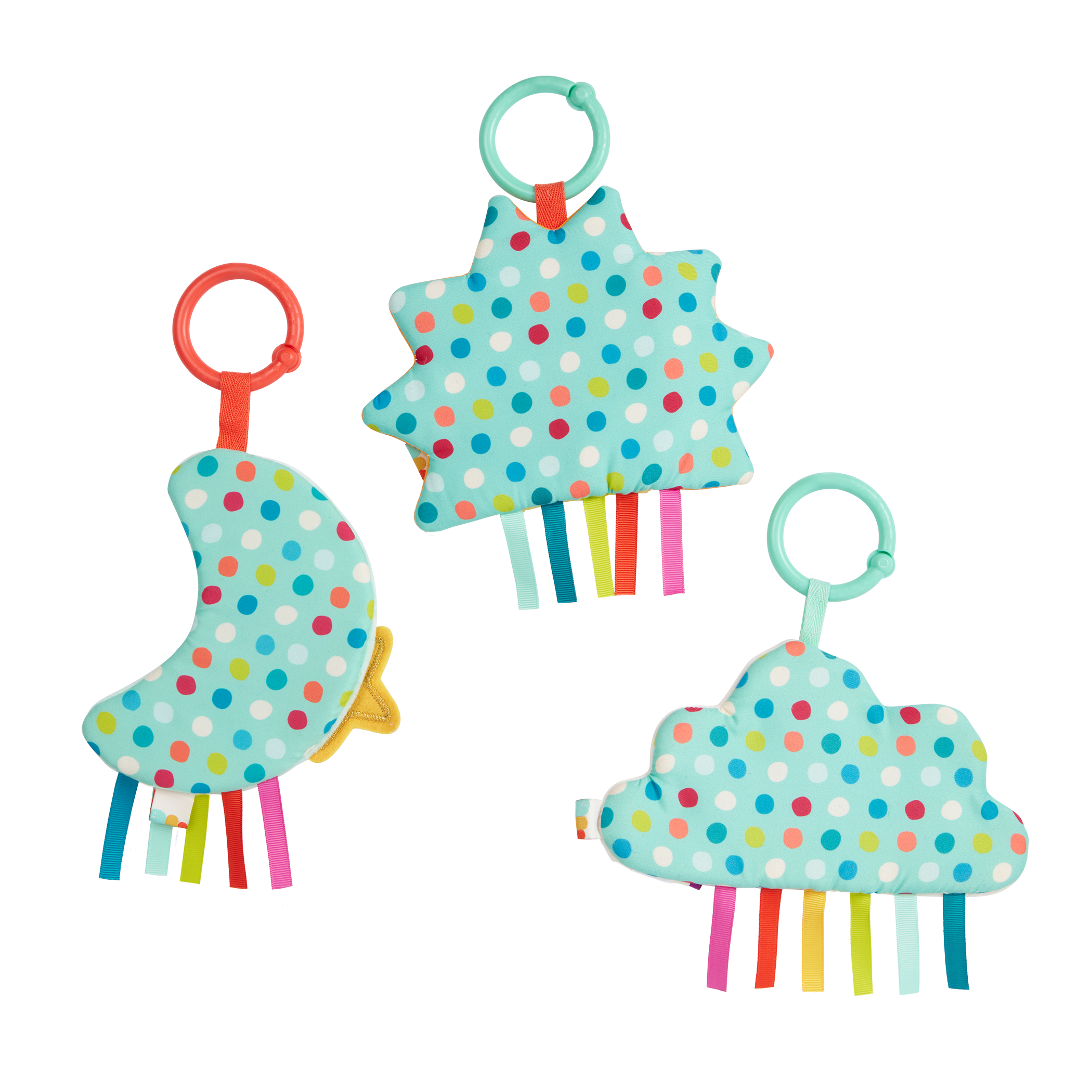 Crinkly sun, moon, and cloud for babies.