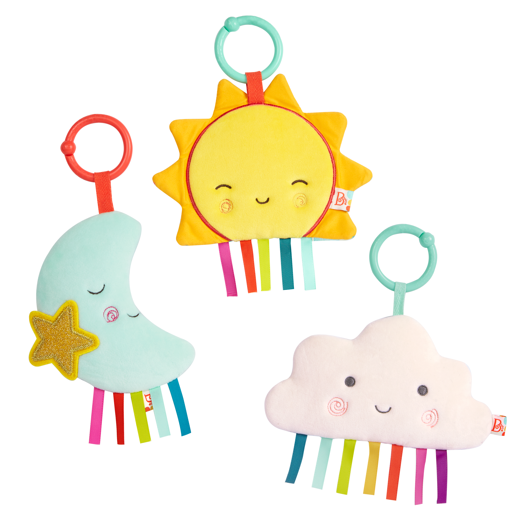 Crinkly sun, moon, and cloud for babies.
