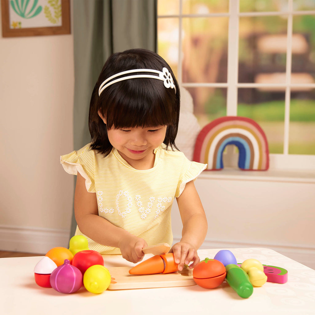 Wooden play food fruits and vegetables choppable for toddlers