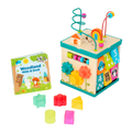 tabletop portable wooden activity cube and baby book