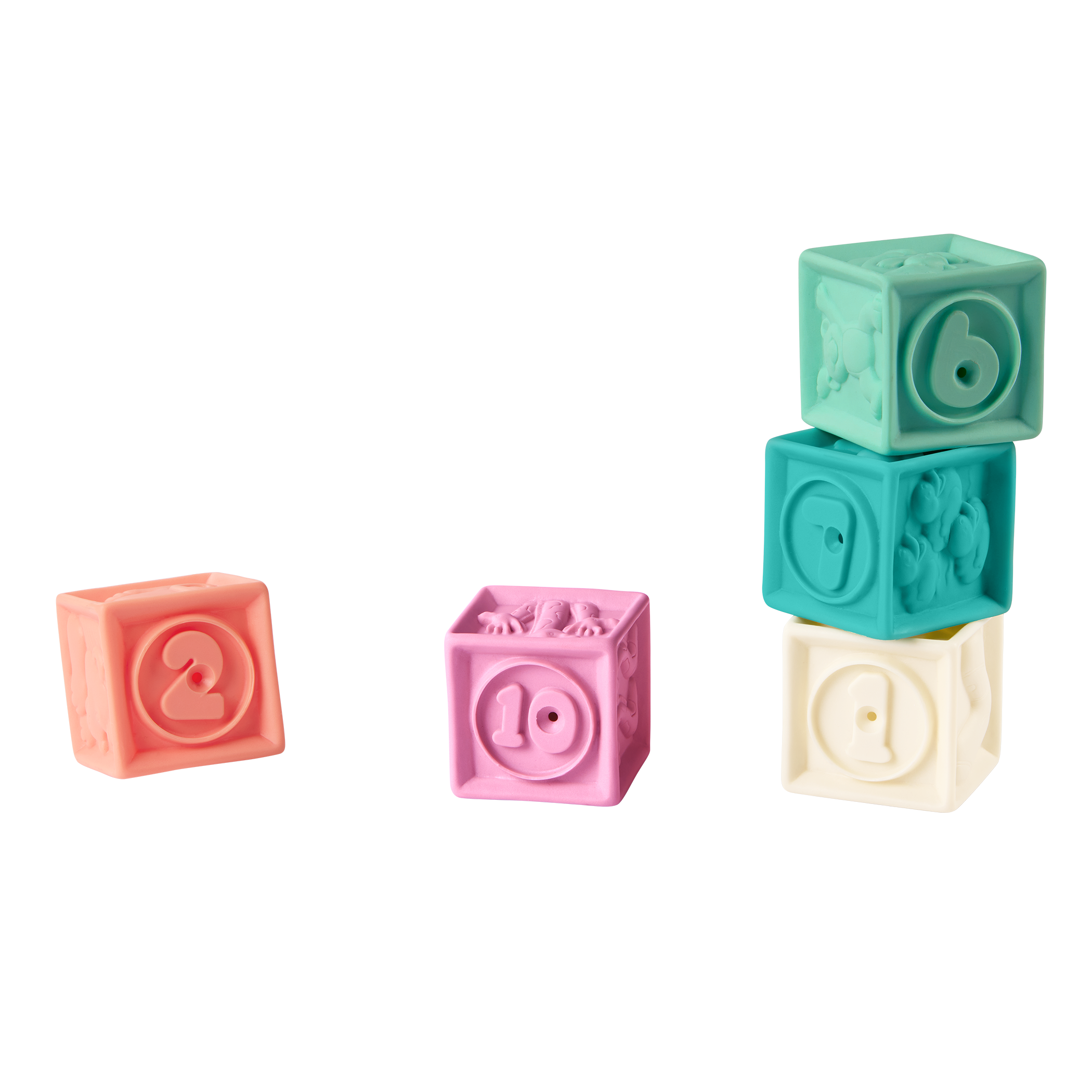 Baby stacking cups with teething-safe silicone type design
