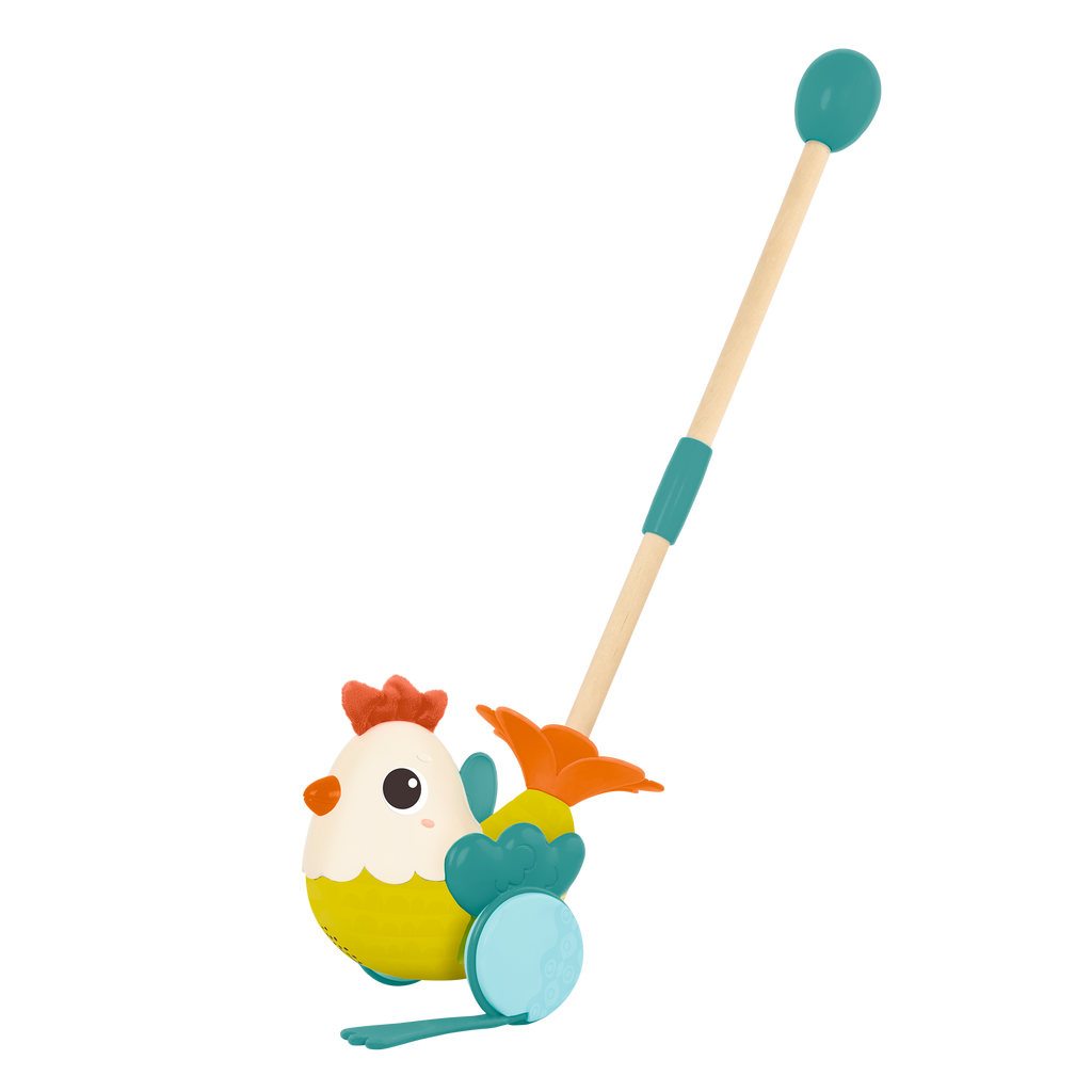 Chicken animal push toy wooden pole toddler walker toys