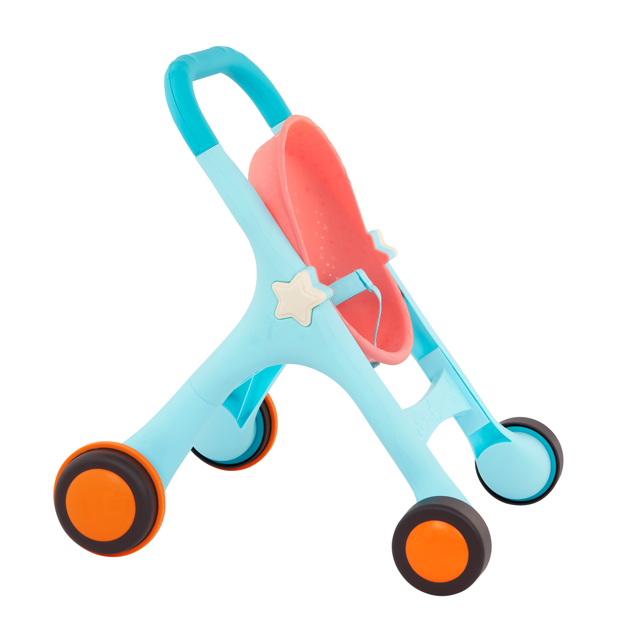 Toy stroller with plush bunny.