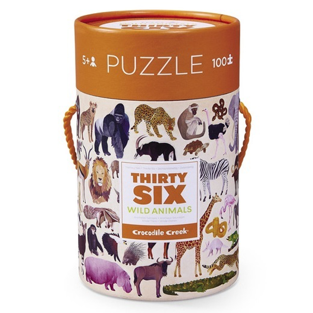 Crocodile Creek - Puzzle Canister 100pcs - Wild Animals