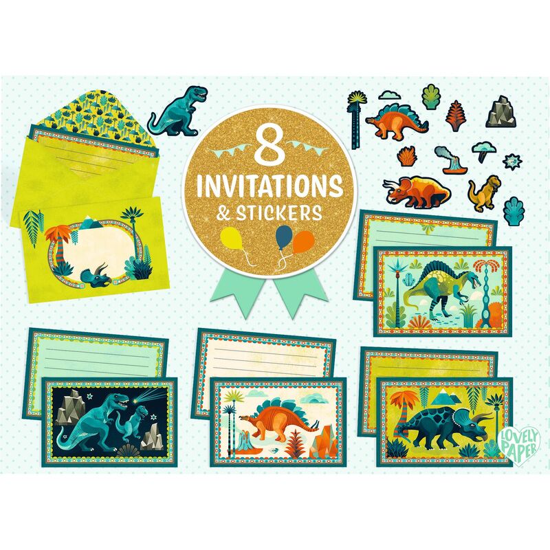 Djeco - Letter Invitation Set - Dino Rock