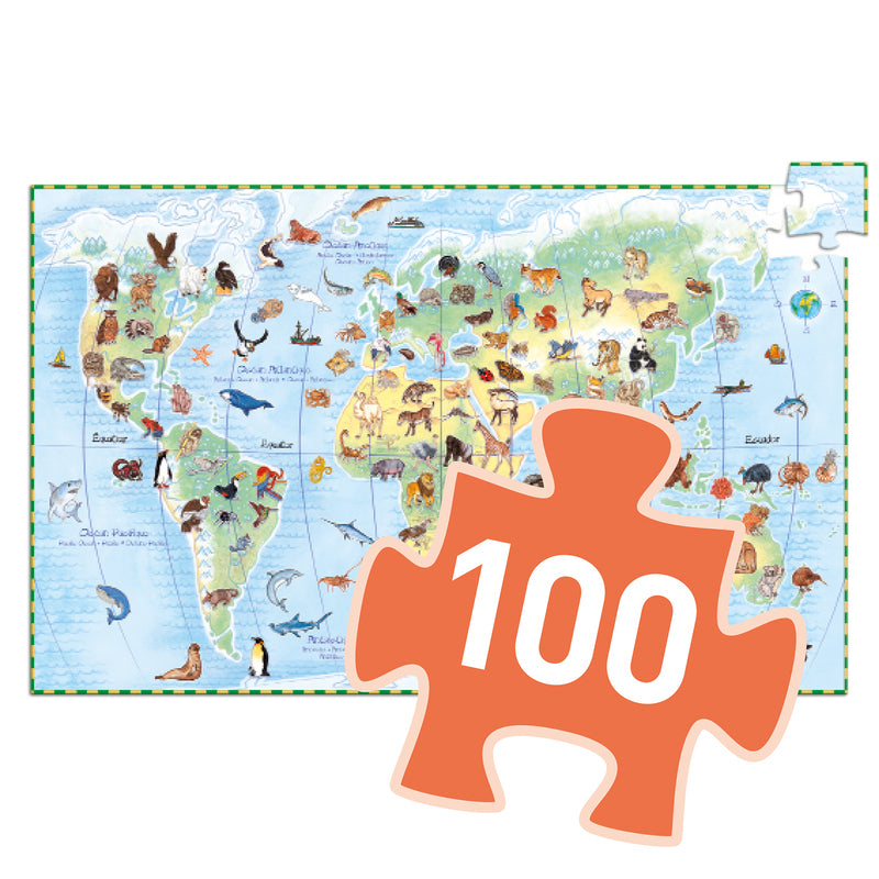 Djeco - Puzzle Observation 100pcs - World Animals