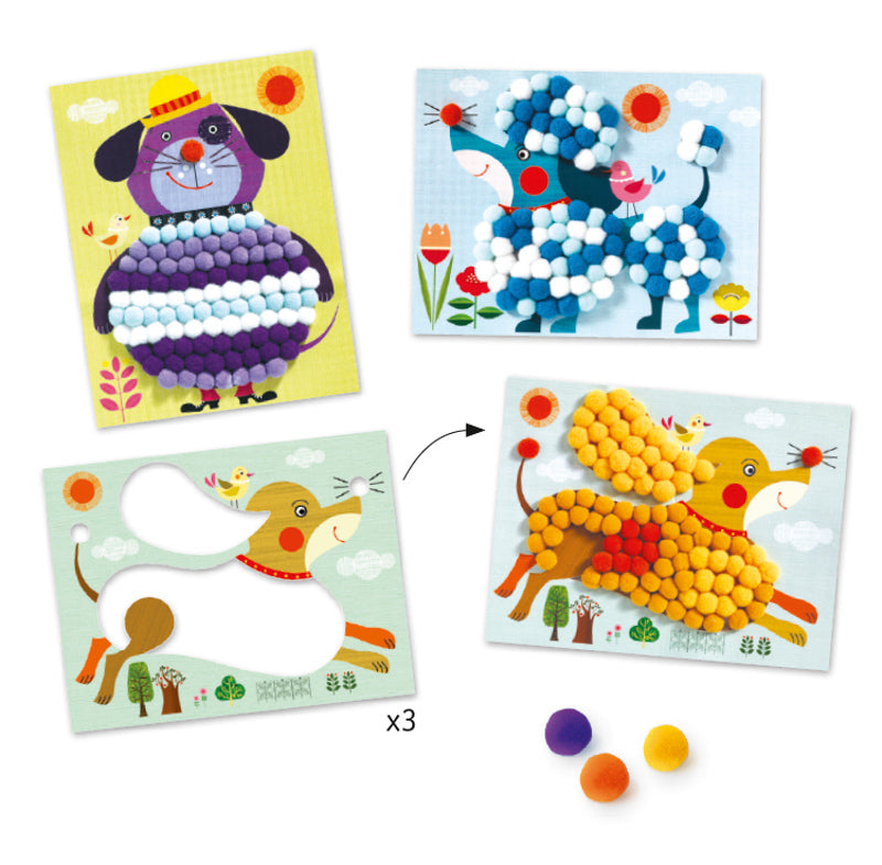Djeco - Dogs to Stroke Pompom Collage