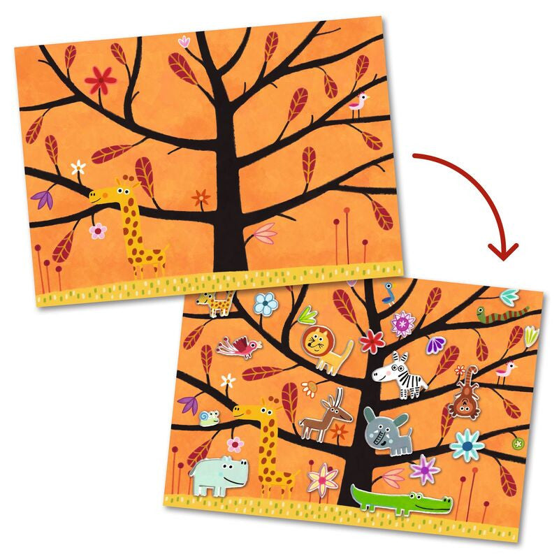 Djeco - Tree Climb 30pc Reusable Puffy Stickers