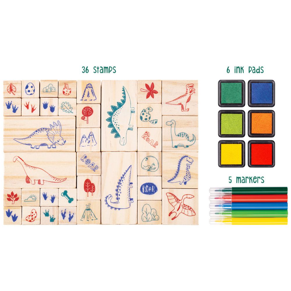 Edvantage - Wooden Stamp Set - Dinosaur World
