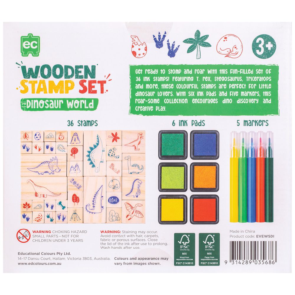 Edvantage - Wooden Stamp Set - Dinosaur World