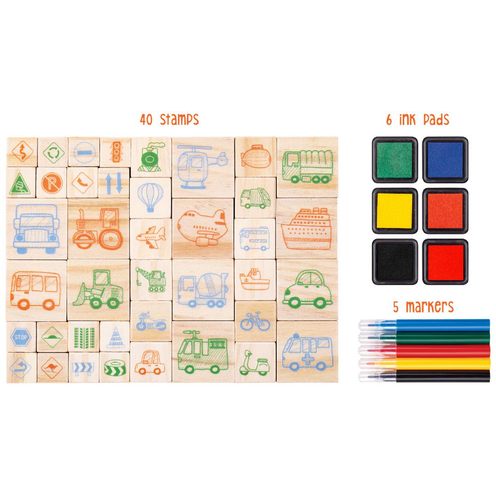 Edvantage - Wooden Stamp Set - Things on the Go!